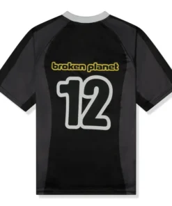 Broken Planet Cosmic Speed Football T Shirt Black Grey