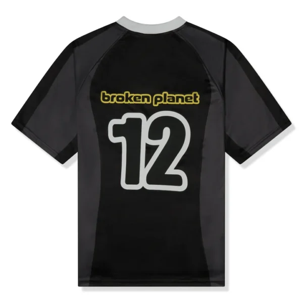 Broken Planet Cosmic Speed Football T Shirt Black Grey