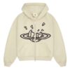 Broken Planet Zip Up Bone White Hoodie