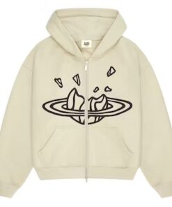 Broken Planet Zip Up Bone White Hoodie