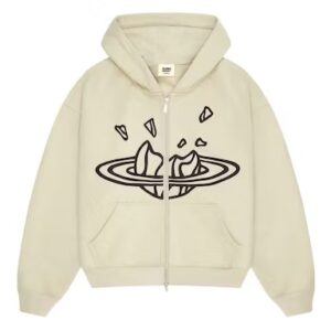 Broken Planet Zip Up Bone White Hoodie